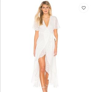 White revolve maxi wrap slit dress medium